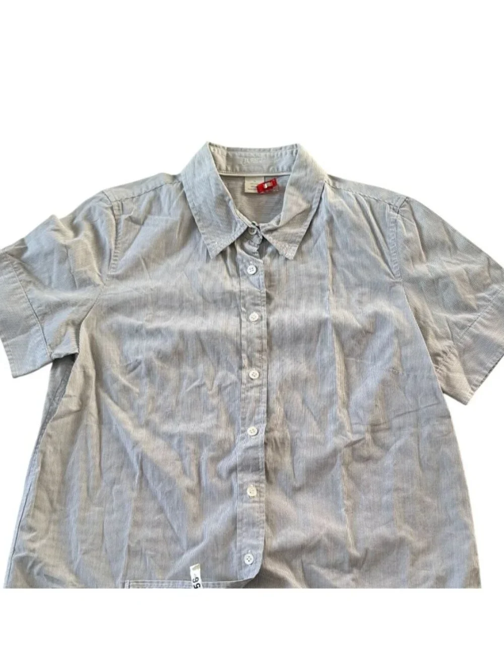 J.Crew Striped Shirt 12 Short Sleeve Button Down Cotton Blue White Style 82443